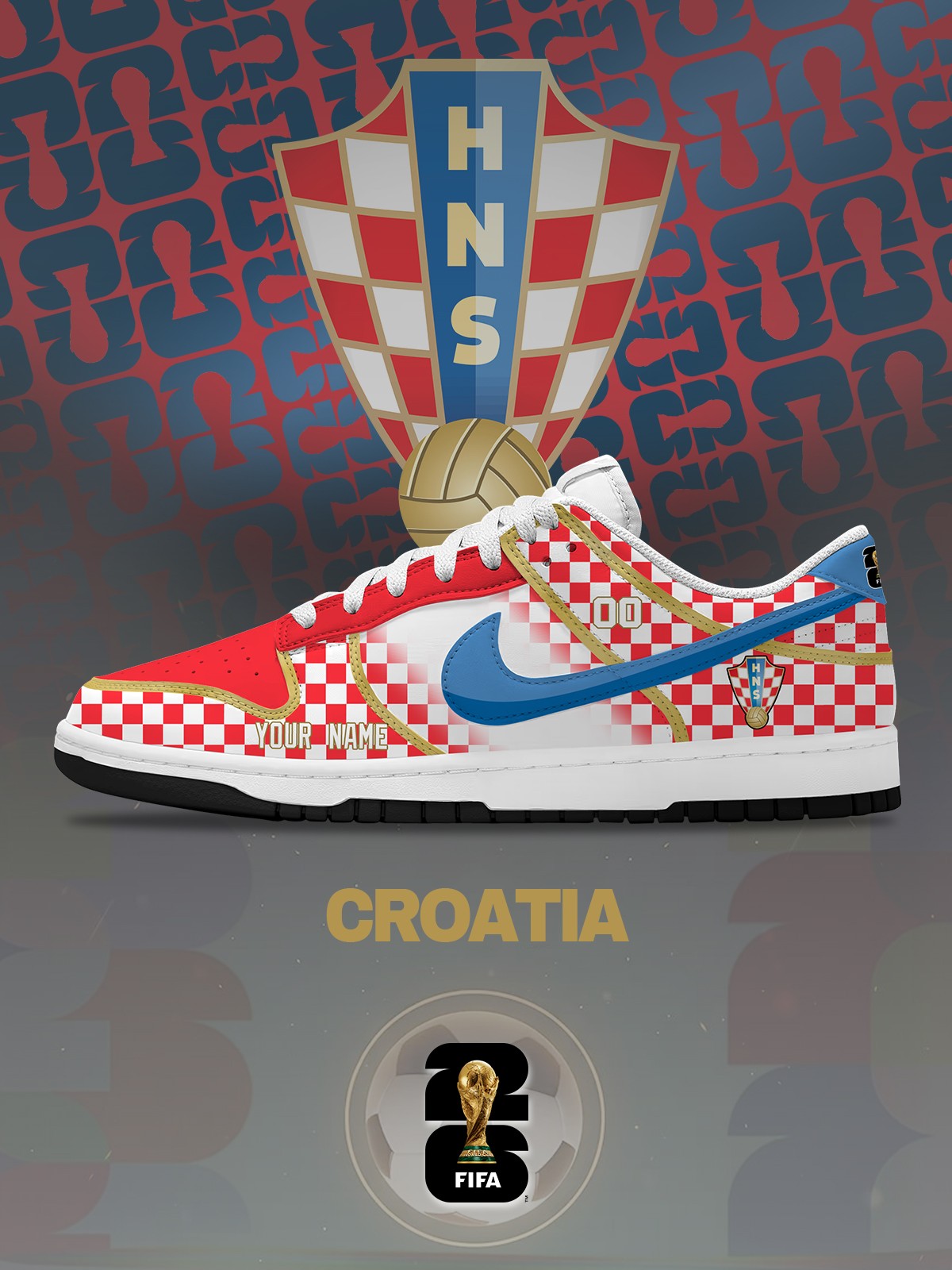 World Cup 2026 Croatia V.1 Custom SB-Style Sneakers Design Shoes DK