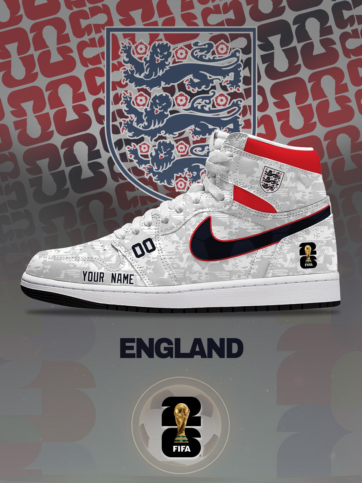 World Cup 2026 England V.1 Design Shoes J1