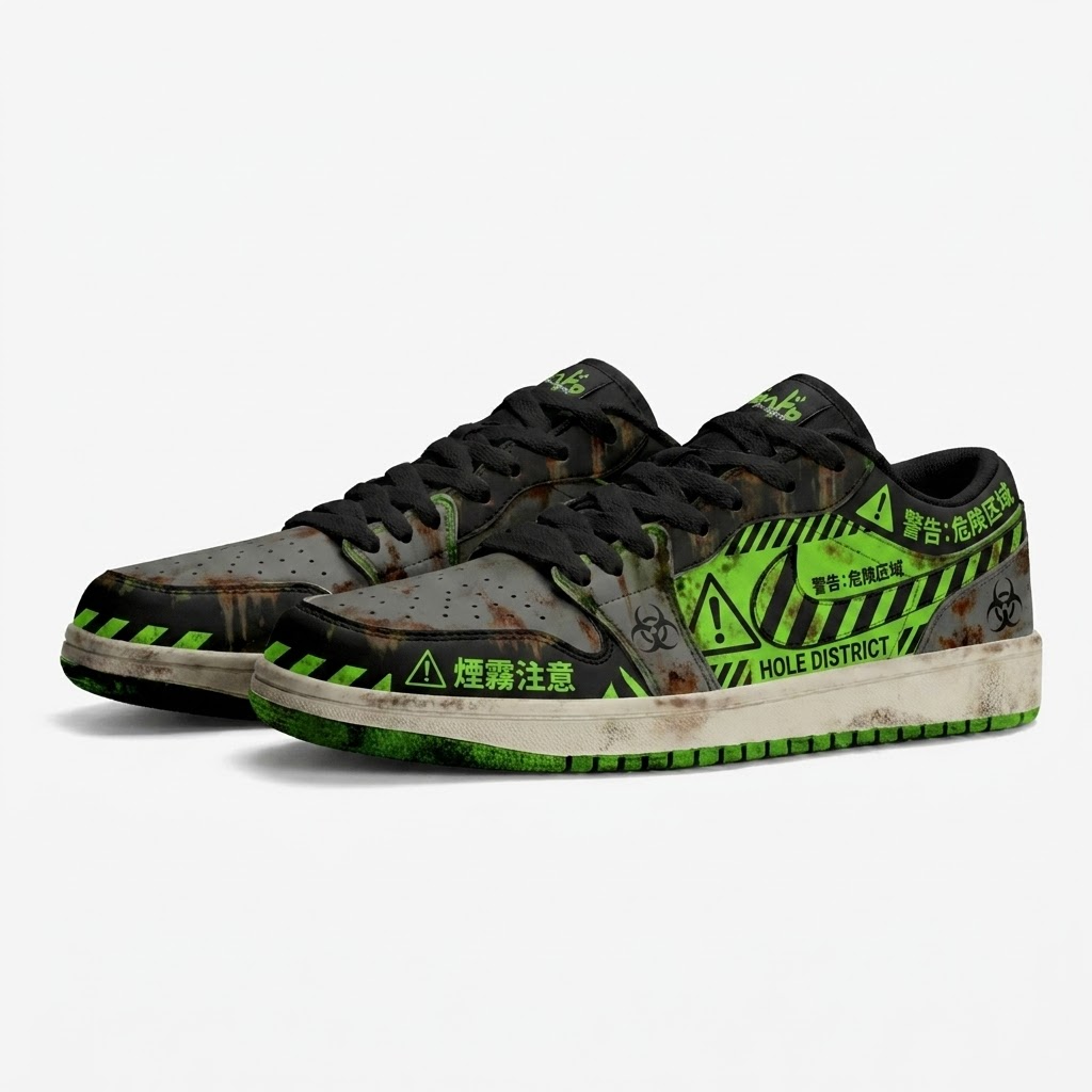 Hole Grime Warning Design Shoes J1
