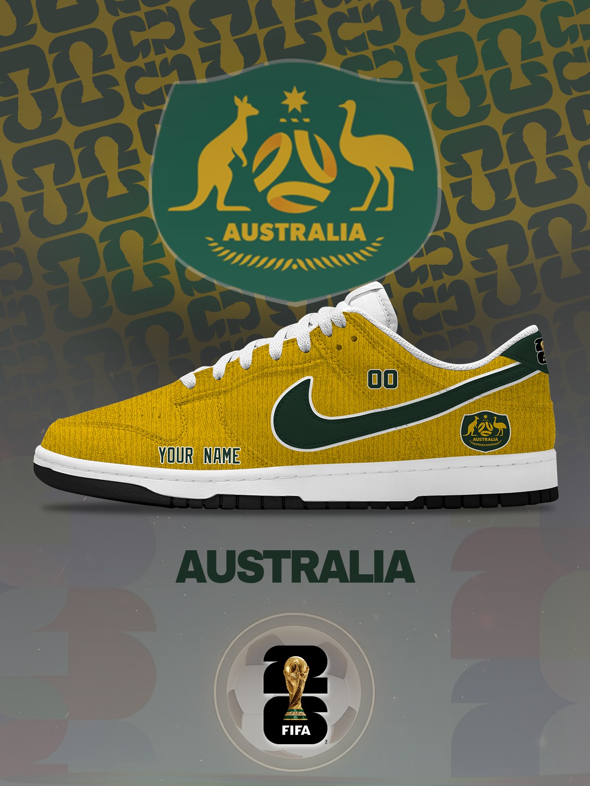 World Cup 2026 Australia V.1 Custom SB-Style Sneakers Design Shoes DK