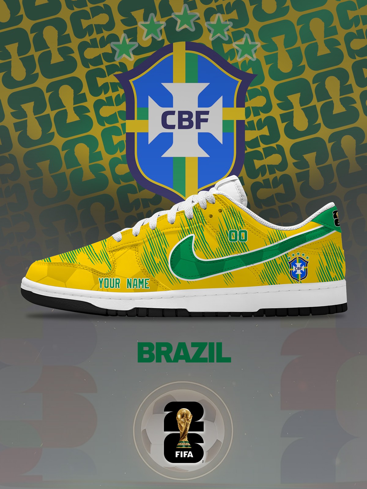 World Cup 2026 Brazil V.1 Custom SB-Style Sneakers Design Shoes DK