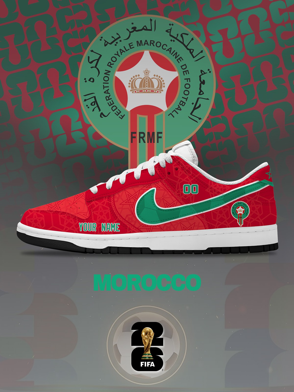World Cup 2026 Morocco V.1 Custom SB-Style Sneakers Design Shoes DK