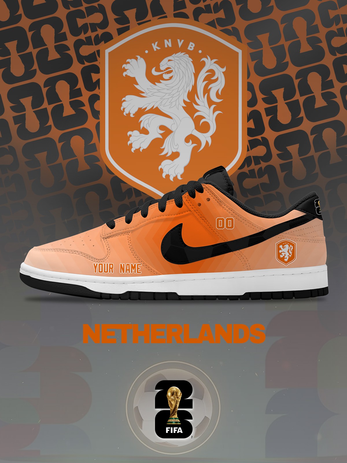 World Cup 2026 Netherlands V.1 Custom SB-Style Sneakers Design Shoes DK
