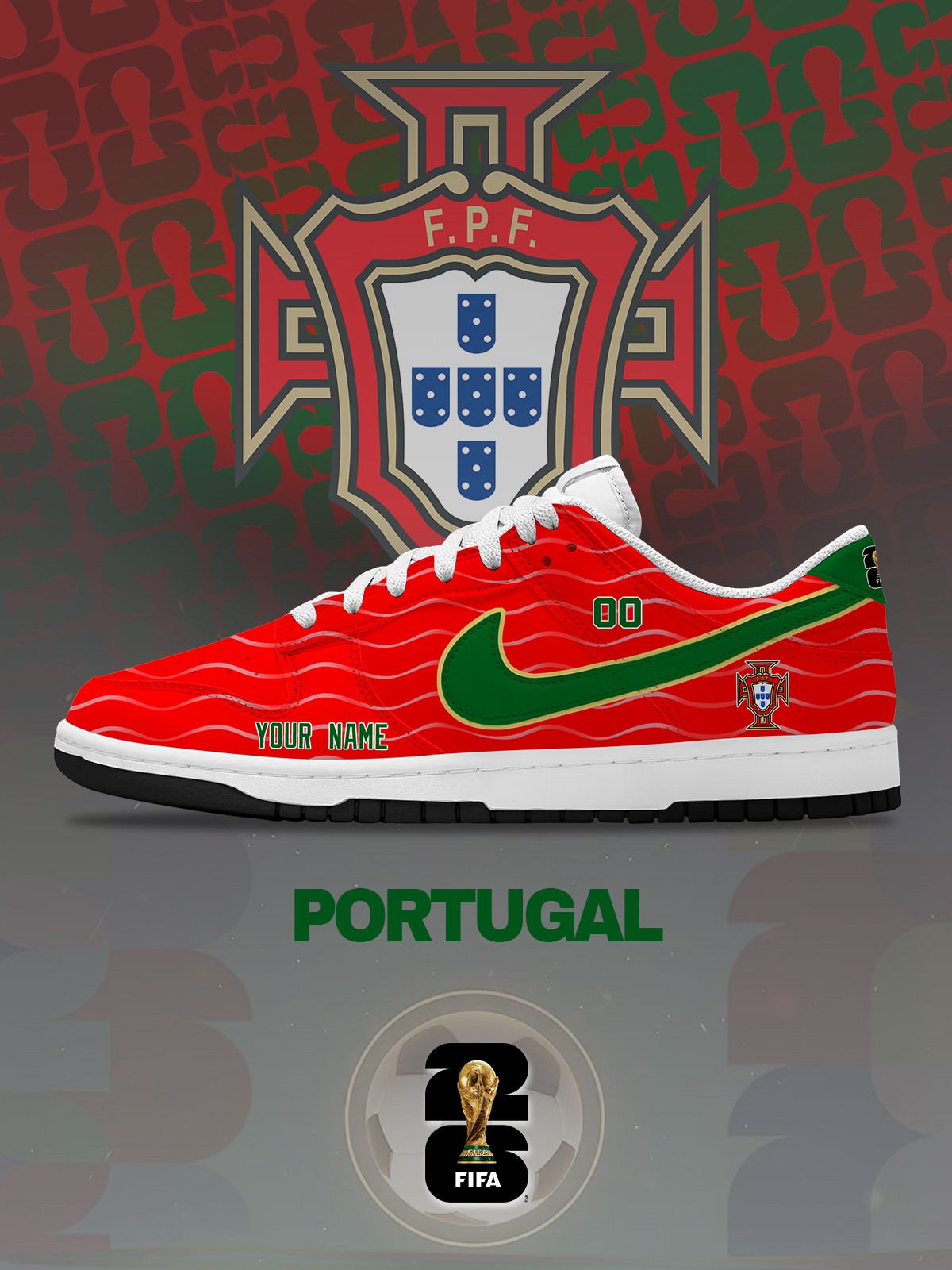World Cup 2026 Portugal V.1 Custom SB-Style Sneakers Design Shoes DK