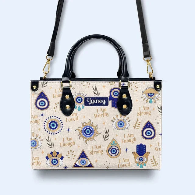 I Am Strong - Evil Eye Leather Handbag