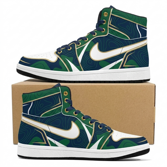 Navy Green Pressure Design Shoes J1