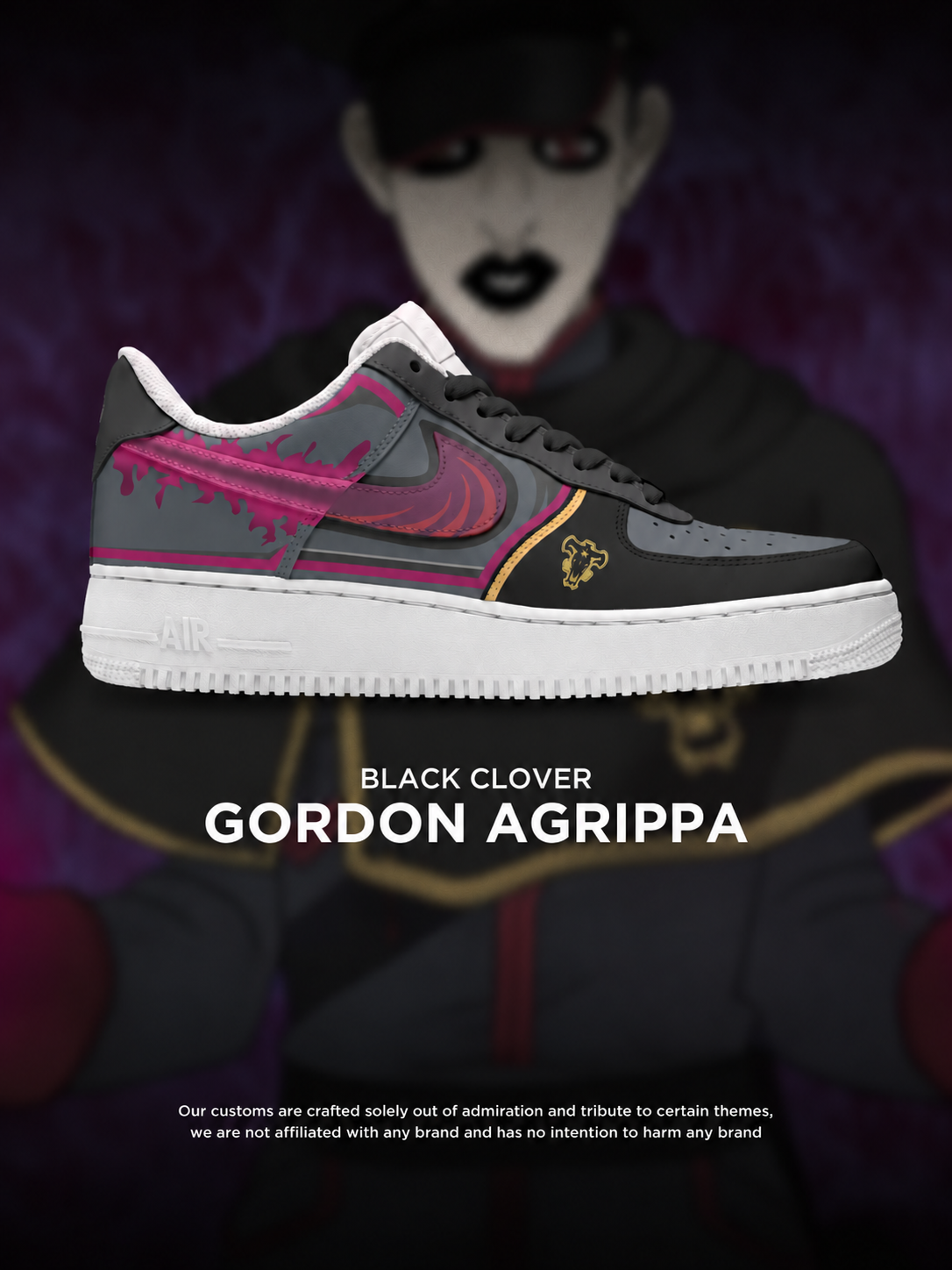 Black Clover Gordon Agrippa custom shoe design